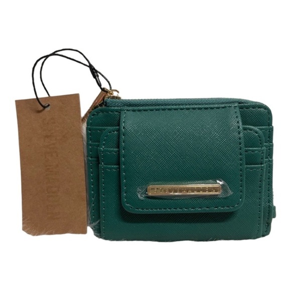 Steve madden green slim multi-pocket minimalist card case new - Picture 1 of 2